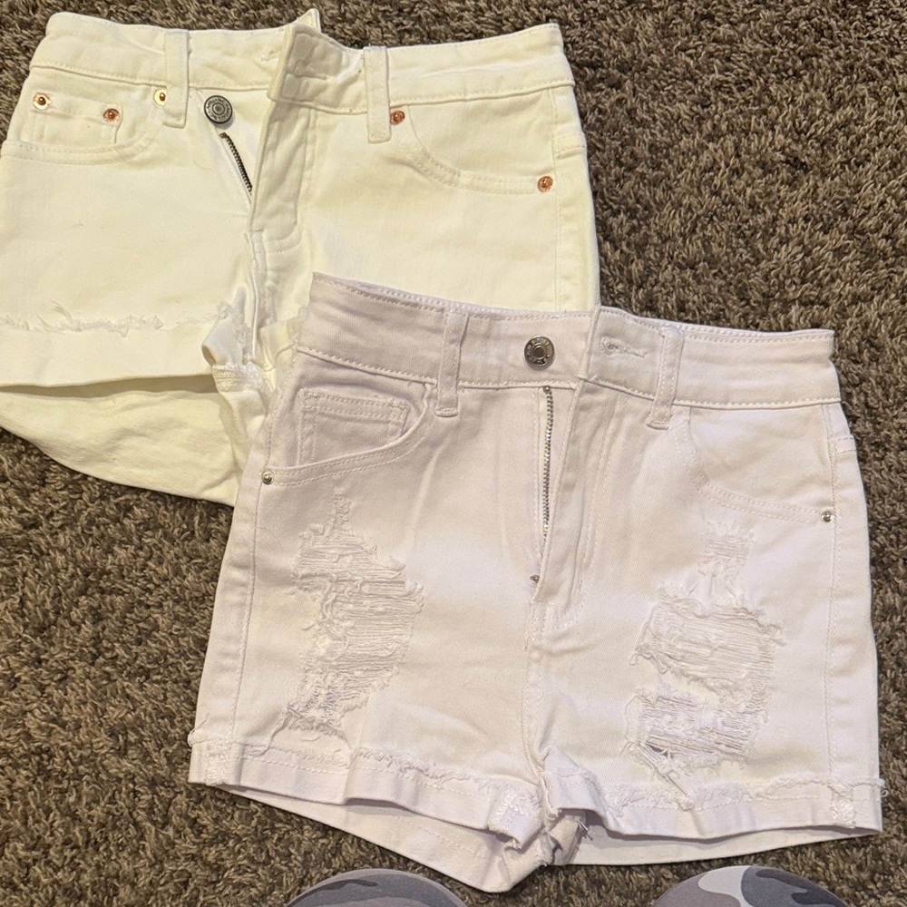 Stylish Women's White and Cream Jean Shorts